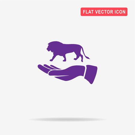 Lion and hand icon. Vector concept illustration for design.のイラスト素材