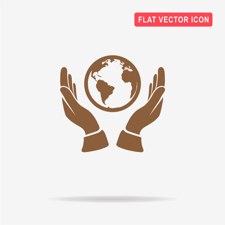 Globe and hands icon. Vector concept illustration for design.のイラスト素材