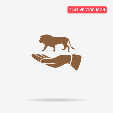 Lion and hand icon. Vector concept illustration for design.のイラスト素材