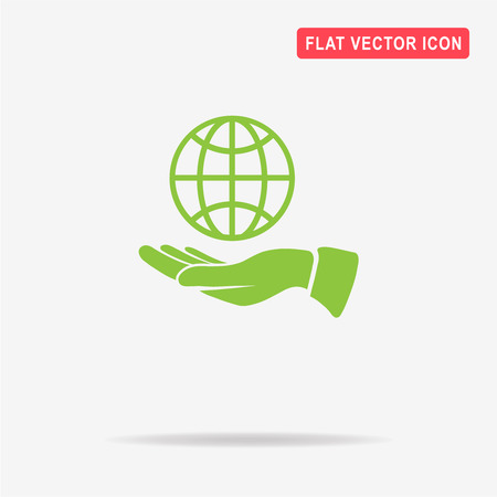 Globe and hand icon. Vector concept illustration for design.のイラスト素材