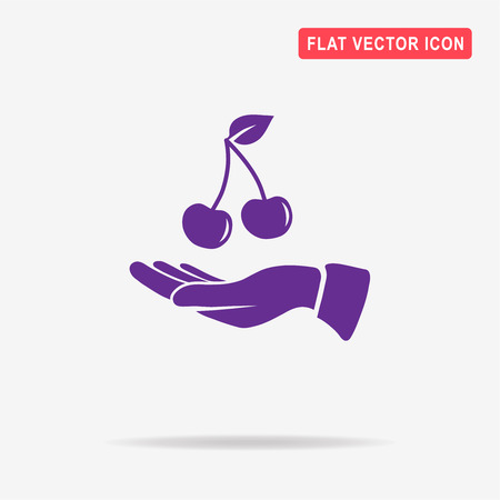 Cherry and hand icon. Vector concept illustration for design.のイラスト素材