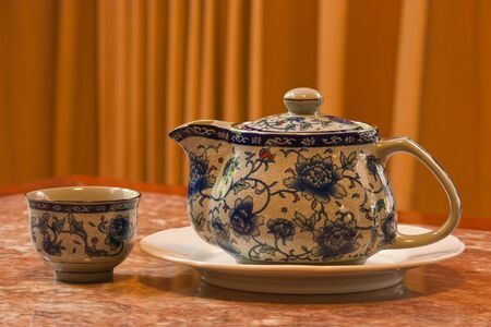 Chinese tea set with cupの写真素材