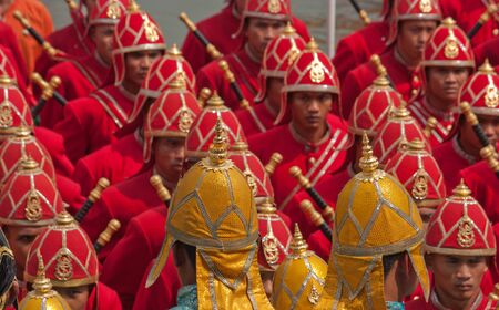  BANGKOK, THAILAND  NOVEMBER 6: Final grand rehearsal for Thai Royal Barge Procession cruises down the Chao Phraya river for the Royal Kathin Ceremony kicked off here Friday , on November 9.in Bangkok, Thailand on November 6, 2012のeditorial素材