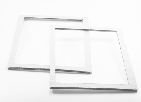 Grunge blank paper frames on white backgroundの写真素材