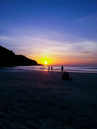 Sunrise over the sea in the morning at Phangan island,Thailandの写真素材