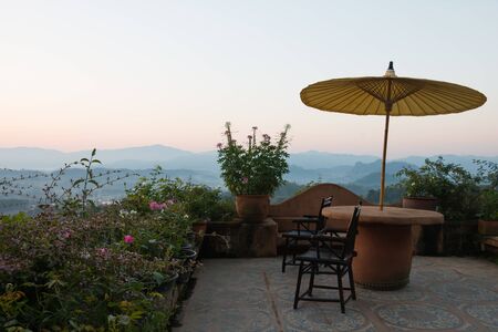 Views of morning sunrise at resortの写真素材