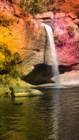 Small waterfall in the tropical forestの写真素材