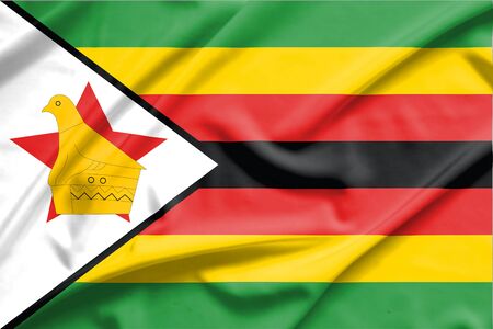 Zimbabwe flag on soft and smooth silk textureの写真素材
