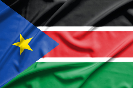 South Sudan flag on soft and smooth silkの写真素材