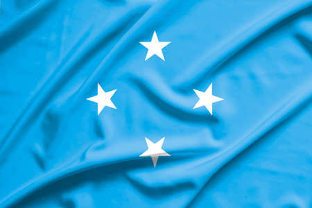 micronesia flag on soft and smooth silk textureの写真素材
