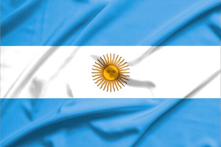 Argentina flag on soft and smooth silk textureの写真素材