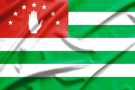Abkhazia flag on soft and smooth silk textureの写真素材