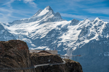 View of the Matterhorn and Zermatt from the top of the mountain, Switzerlandの写真素材