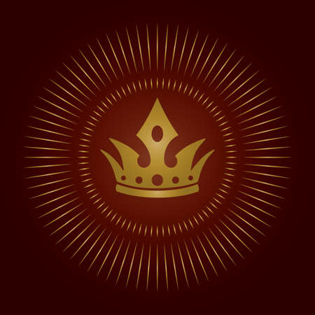 Emblem with a crown, on a dark background. A symbol of luxury, premium quality, exclusive status, privileged membership, glamor. Elegant vector illustration.のイラスト素材
