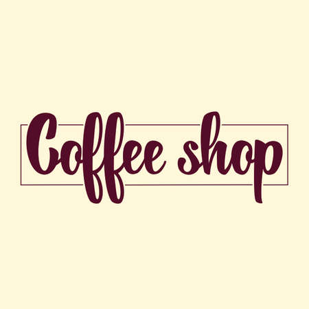 Logo template for a coffee shop or cafe. Emblems, badges, stickers. Elements of design. Hand lettering.のイラスト素材