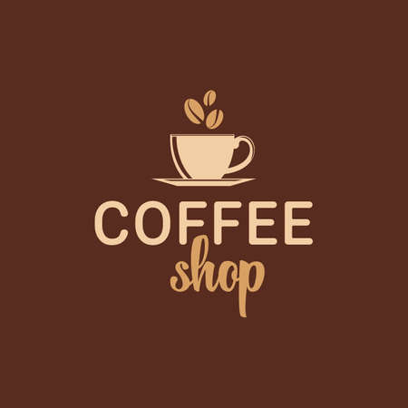 Logo template for a coffee shop or cafe. Emblems, badges, stickers. Elements of design. Hand lettering.のイラスト素材