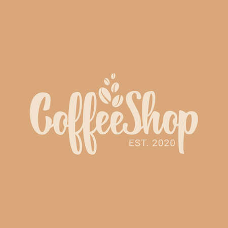 Logo template for a coffee shop or cafe. Emblems, badges, stickers. Elements of design. Hand lettering.のイラスト素材