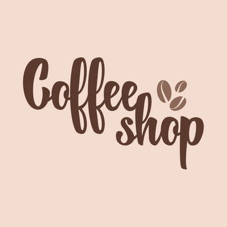 Logo template for a coffee shop or cafe. Emblems, badges, stickers. Elements of design. Hand lettering.のイラスト素材