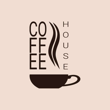 A minimalist logo for a coffee shop, restaurant or cafe. Emblems, badges, stickers, banners. Coffee design elements.のイラスト素材
