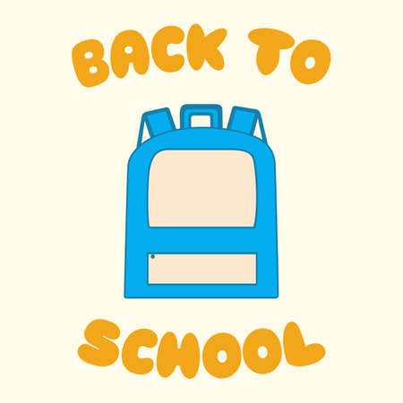 Vector colorful illustration of a blue backpack with the inscription Back to school.のイラスト素材