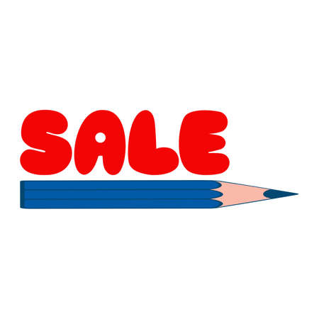 Bright poster for sale of school supplies. The pencil plays the role of an arrow. Back to school. Vector illustration.のイラスト素材