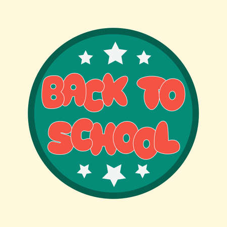 Colorful emblem with the inscription Back to school. Sticker, badge, banner. Vector illustration.のイラスト素材