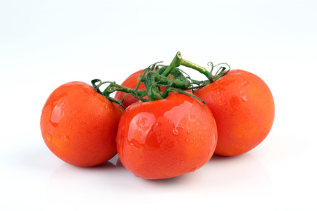 Cool fresh tomatoes isolated on white background.の写真素材