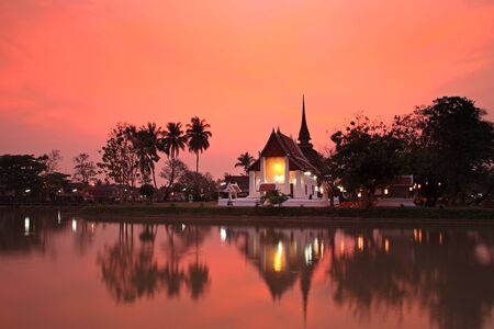Landscape of ancient city in Sukhothai, Thailand.のeditorial素材