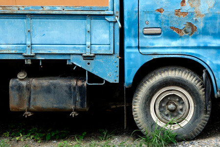 Old truck body with rusty skin, Closeup.の写真素材
