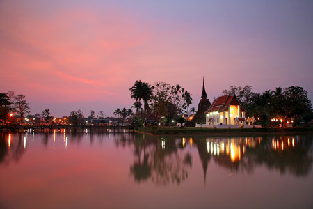 Landscape of ancient city in Sukhothai, Thailand.のeditorial素材