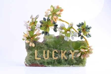 Beautiful paperweight made from jade isolated on white background.