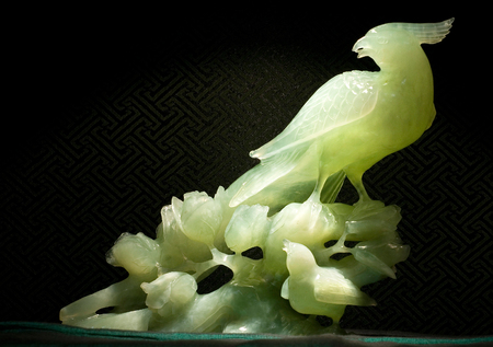 Jade sculpture of Heaven bird, Holy animal in China.の写真素材