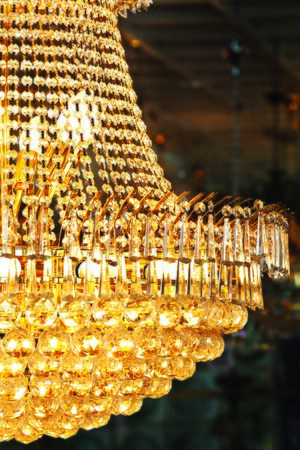 Beautyful chandelier on blur dark background.の写真素材