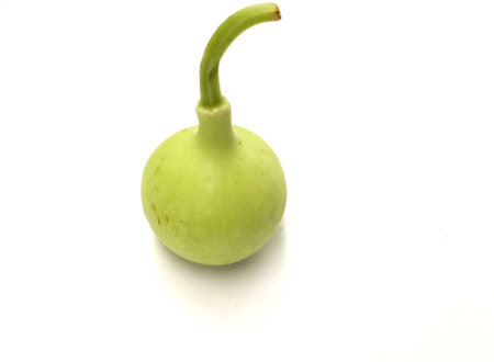 fresh raw organic green Bottle gourd , White-flowered gourd, Calabash cucumber or calabash  ( Lagenaria Siceraria) Whole with cut in half slice  isolated on a white backdrop.の写真素材