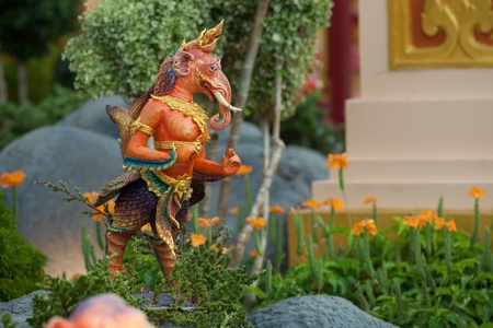 Thai Creatures statue from legend of Himmapan Mysterious forest  Decorations around The royal crematorium of HRH Princess Bejaratana Rajasuda at Sanam Luangのeditorial素材