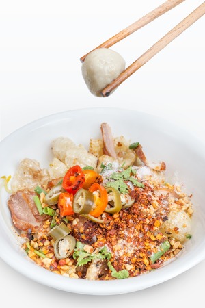 chopsticks holding meat ballの写真素材