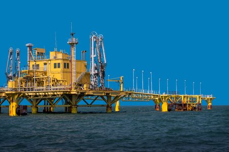 Oil and gas platform in the gulf or the seaの写真素材