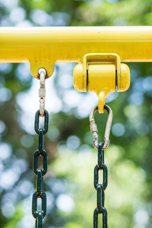 chain with carabiner closeupの写真素材