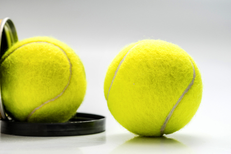 Tennis balls from canisterの写真素材