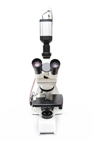 microscope isolated on white backgroundの写真素材