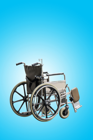 Wheel Chair on blue sky backgroundの写真素材