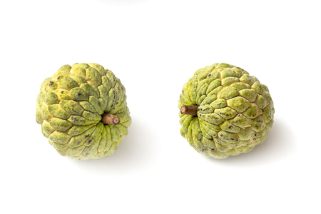 custard apple isolated on white backgroundの写真素材