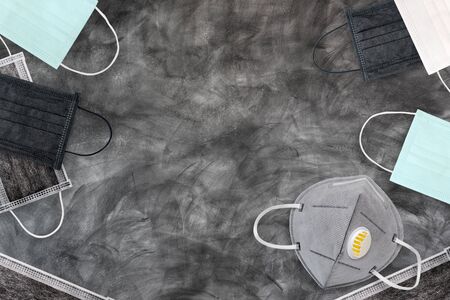 various protective medical mask on  abstract backgroundの写真素材