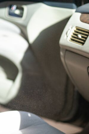 dust floats in the air inside the carの写真素材