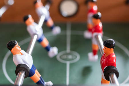 close up player in table football soccer gameの写真素材