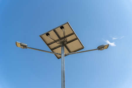 photovoltaic panel which installed on the top of the metal pole to store and use the sun power...