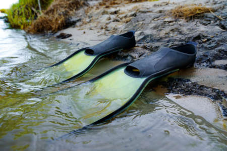 fins for diving in the water on the island