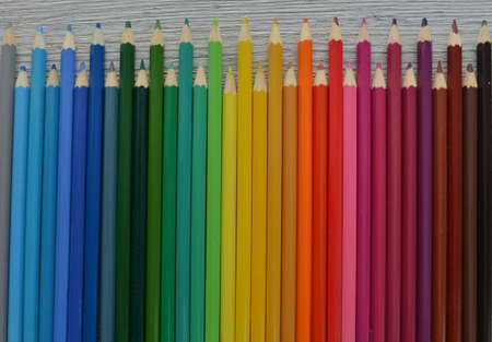 Close up macro shot of Colorful pencils rainbowの写真素材