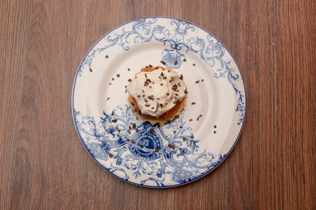 Dessert tart of sweet milk with meringue.の写真素材