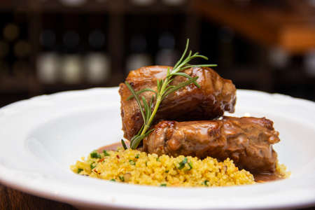 T. Good of lamb and Moroccan Couscous with Chestnuts.の写真素材